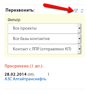 Фильтр списка перезвона